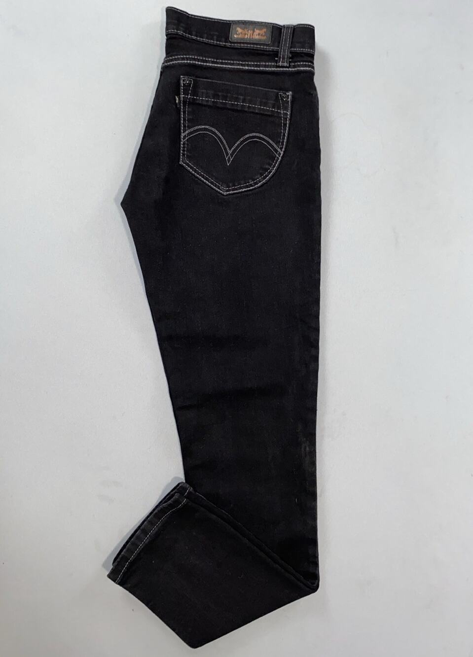 Levi's 524 Too Superlow 5-Pocket Stretch Denim Jeans. Gray Stitched Black, 10?